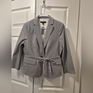 NWT Ann Taylor Navy and White Striped Blazer, Sz 12P